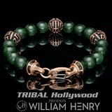 William Henry EMBRACE STRENGTH Green Jade and Rose Gold Mens Bracelet