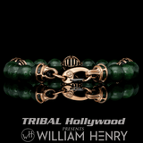 William Henry EMBRACE STRENGTH Green Jade and Rose Gold Mens Bracelet