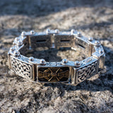 Petrichor CELTIC CROSS AND CELTIC KNOT BRONZE Panel Bracelet by Keith Jack - Alternate View