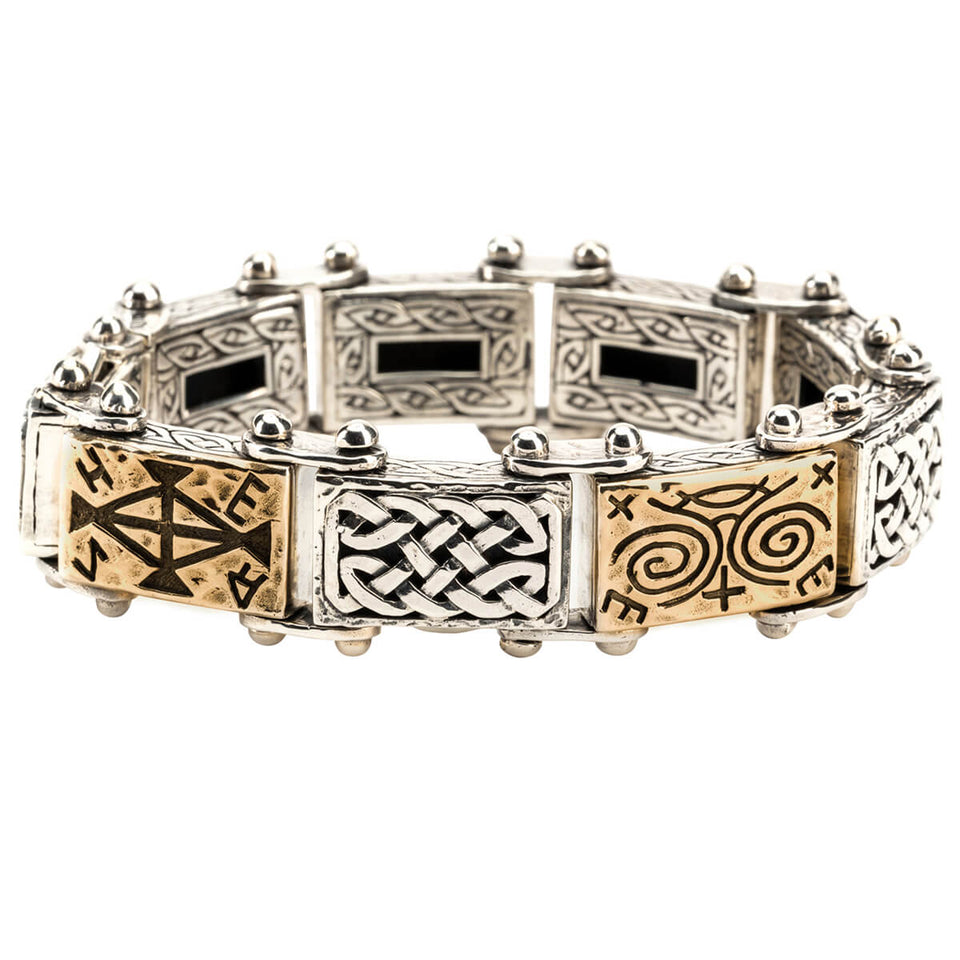 Petrichor VIKING RUNES BRONZE Celtic Knot Mens Bracelet by Keith Jack