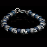 William Henry FELLOWSHIP Silver Skull and Blue Dumortierite Bead Bracelet