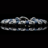 William Henry FELLOWSHIP Silver Skull and Blue Dumortierite Bead Bracelet - Front View