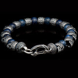 William Henry FELLOWSHIP Silver Skull and Blue Dumortierite Bead Bracelet - Back View