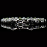 William Henry RELIANT Silver Skull and Green Serpentine Bead Bracelet - Clasp View