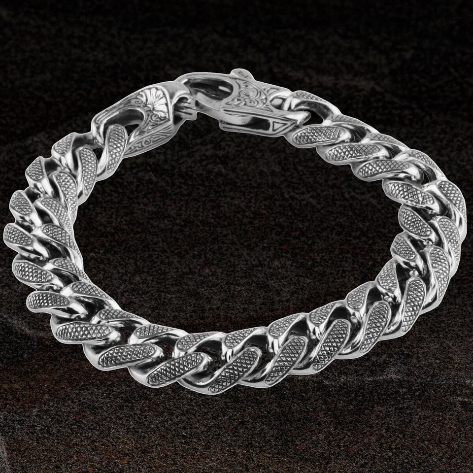 Konstantino SNAKESKIN BRACELET Heavy Duty Curb Link Sterling Silver Mens Bracelet