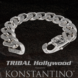 Konstantino FLEUR DE LYS GREEK SCROLLWORK Curb Link Mens Bracelet