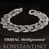 Konstantino FLEUR DE LYS GREEK SCROLLWORK Curb Link Mens Bracelet