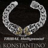 Konstantino GOLD POSEIDON ANCHOR Mens Bracelet in Sterling Silver