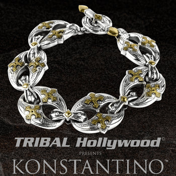 Konstantino MALTESE CROSS LINK Bronze and Silver Link Bracelet for Men