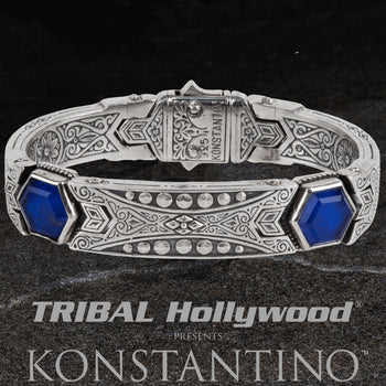 Konstantino HEPHAESTUS BLUE LAPIS Sterling Silver Hexagon Stone Bracelet