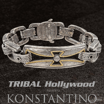 Konstantino GOLD ROPE CROSS BRACELET for Men in Silver and 18k Gold