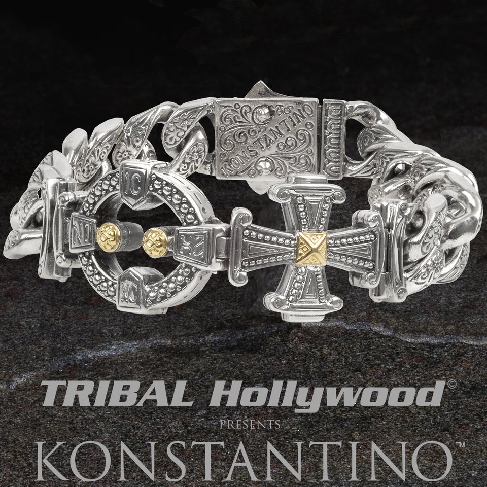 Konstantino CHRIST CONQUERS BRACELET for Men in Silver and 18k Gold