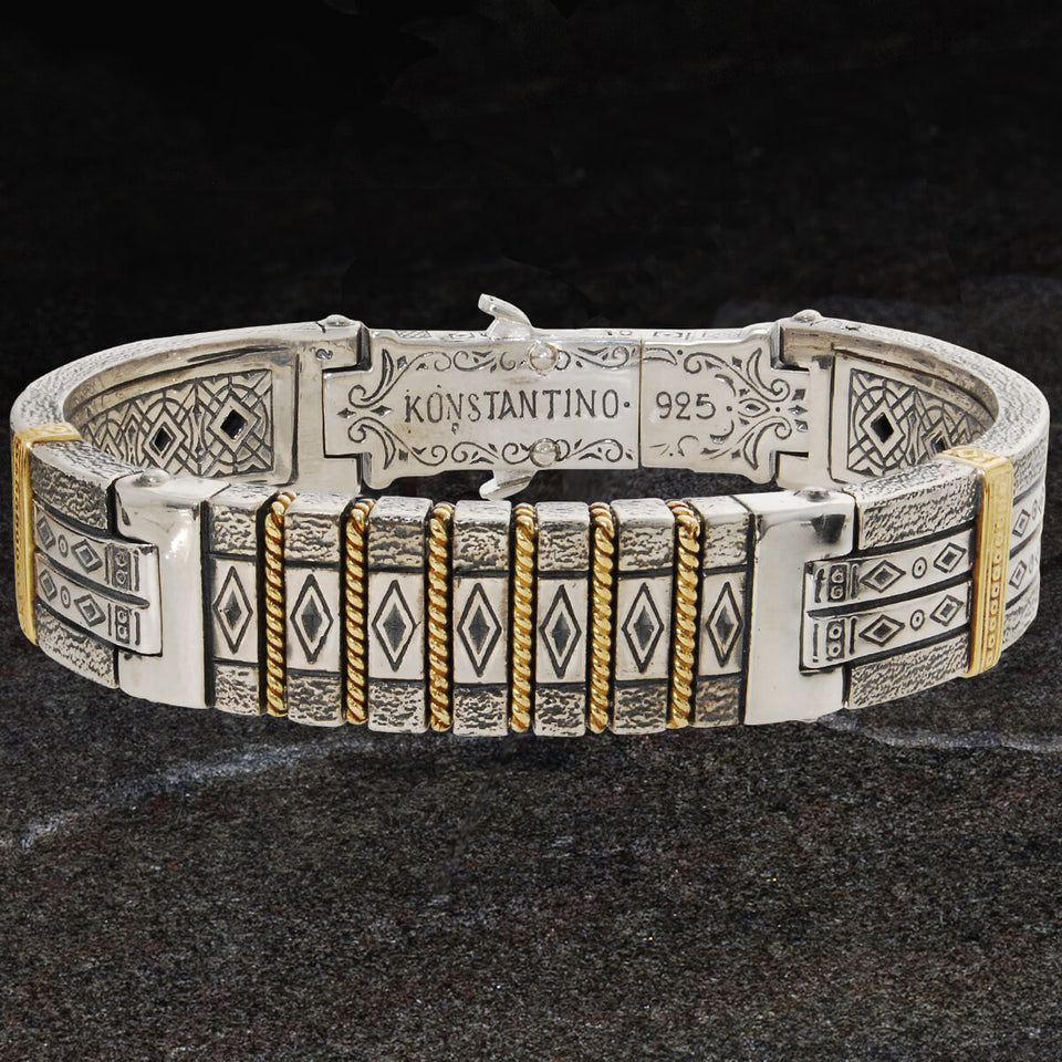 Konstantino PERSEUS 18K GOLD BRAID Sterling Silver Hinged Bracelet for Men