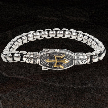 Konstantino GOLD POSEIDON TRIDENT Bracelet for Men in Sterling Silver