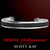 LEATHER INLAY SILVER CUFF Medium Sterling Bracelet by Scott Kay