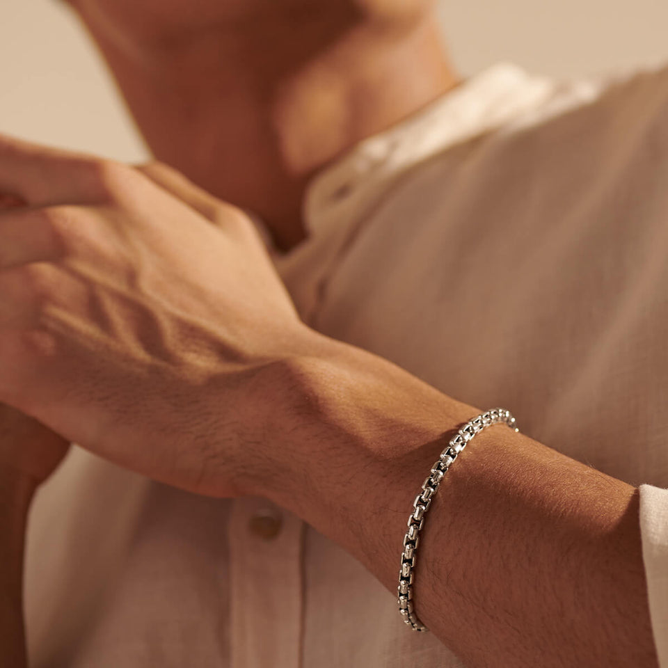 Men's Thin Silver Bracelet