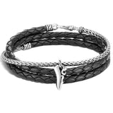 Leather and Silver Triple Wrap Bracelet with Kerris Dagger by John Hardy