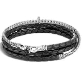 Leather and Silver Triple Wrap Bracelet with Kerris Dagger by John Hardy - Backside