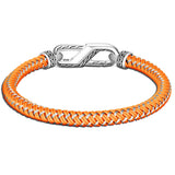 John Hardy Mens 6MM Orange Cord Bracelet in Silver with Carabiner Clasp