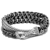 John Hardy Mens Rata Double Wrap Bracelet with Black Curb Links