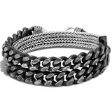 John Hardy Mens Rata Double Wrap Bracelet with Black Curb Links Back View