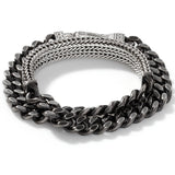 John Hardy Mens Rata Double Wrap Bracelet with Black Curb Links