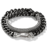 John Hardy Mens Rata Double Wrap Bracelet with Black Curb Links