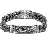 John Hardy Mens Volcanic Textured Curb Link Bracelet in Sterling Silver