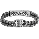 John Hardy Mens Volcanic Textured Curb Link Bracelet in Sterling Silver Back View