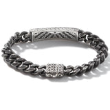 John Hardy Mens Volcanic Textured Curb Link Bracelet in Sterling Silver