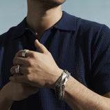 John Hardy Mens Volcanic Textured Curb Link Bracelet in Sterling Silver