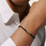 John Hardy Mens Black Rhodium Silver Box Chain Thin Width 4mm Classic Bracelet
