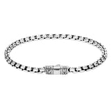 John Hardy Mens Silver Box Chain Thin Width 4mm Bracelet - Classic Chain Collection