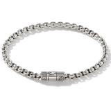 John Hardy Mens Silver Box Chain Thin Width 4mm Bracelet - Classic Chain Collection