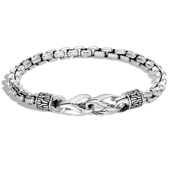 John Hardy Mens Asli Link Classic Box Chain 6mm Silver Bracelet