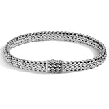 John Hardy Mens Flat Classic Chain Sterling Silver Bracelet - 7.5mm Medium Width