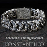 Konstantino GREEK SPIRAL SCROLLWORK Sterling Silver Mens Bracelet