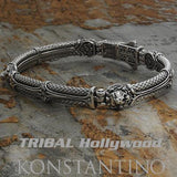 Konstantino LION HEAD CUFF Sterling Silver Hinged Bracelet for Men