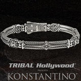 Konstantino LION HEAD CUFF Sterling Silver Hinged Bracelet for Men
