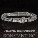 Konstantino LION HEAD CUFF Sterling Silver Hinged Bracelet for Men