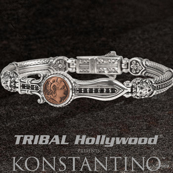 Konstantino ALEXANDER COIN Lion Sword Cuff Bracelet in Silver and Copper