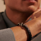 Model Wearing Braided Black Leather with Balinese Naga Dragon by John Hardy