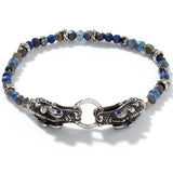 John Hardy Mens Legends Naga Dragon Silver and Blue Beaded Bracelet - Front View