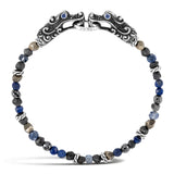 John Hardy Mens Legends Naga Dragon Silver and Blue Beaded Bracelet - Full View