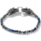 John Hardy Mens Legends Naga Dragon Silver and Blue Beaded Bracelet - Back View