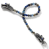 John Hardy Mens Legends Naga Dragon Silver and Blue Beaded Bracelet - Full View