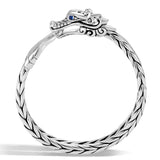 John Hardy Mens Legends Naga Dragon 9mm Silver Bracelet with Blue Sapphires