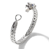 John Hardy Mens Legends Naga Dragon 9mm Silver Bracelet with Blue Sapphires