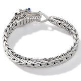 John Hardy Mens Legends Naga Dragon 9mm Silver Bracelet with Blue Sapphires