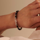 Model Wearing Sodalite Jasper and Onyx Bead Bracelet by John Hardy
